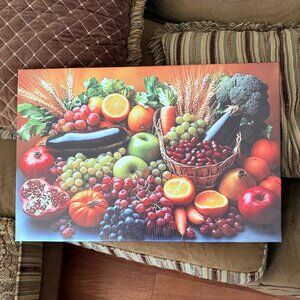 Fruit & Vegetable Canvas Wall Art Wrapped Wood Frame Food Artwork 24"x16"